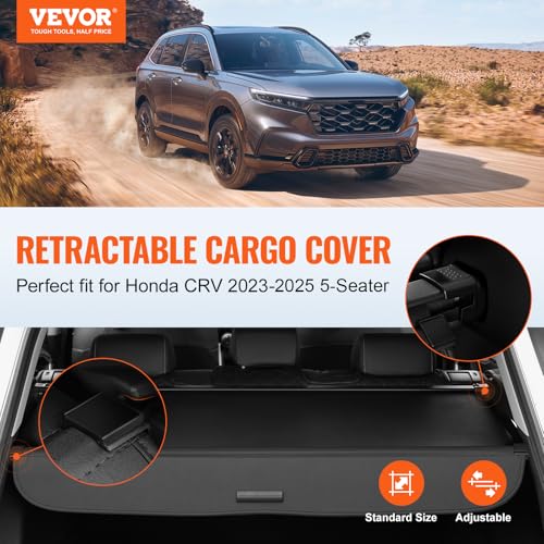 VEVOR Cargo Cover for Honda CRV 2023 2024 2025 Accessories, Upgraded Waterproof UV Resistant Retractable Trunk Cover Security Shield Shade for Honda CRV 5-Seater, Leather Texture by VEVOR - Used condition - Image 2