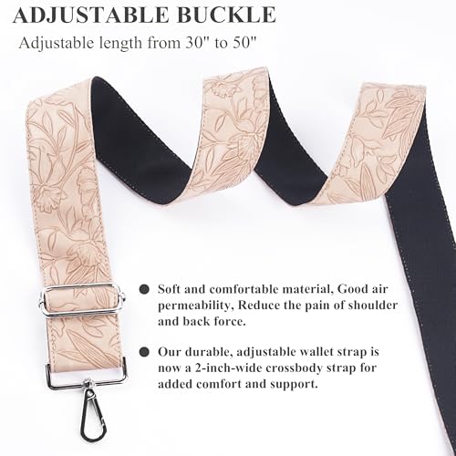Image of Purse Straps Replacement Crossbody,Crochet Purse Strap for Handbags,Wide Shoulder Straps for Bags(1-Carved Light Brown)