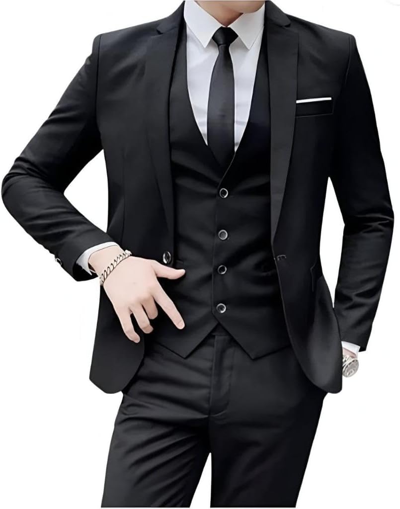Terno Masculino Slim Fit de Luxo Kit Completo com Blazer, Calça e Colete – Traje Social Formal para Festas e Eventos Imediato