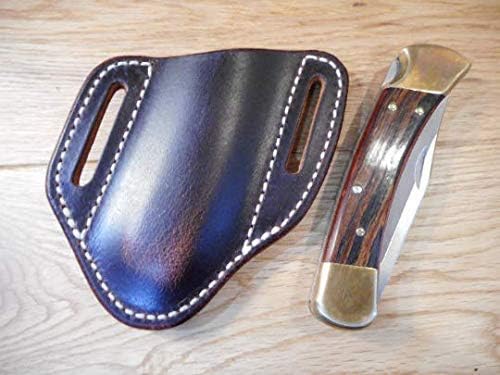 Birsppy Pancake Custom Leather Knife Sheath fits a Buck 110/112 Right Draw. Buffalo Leather. Dark Oiled