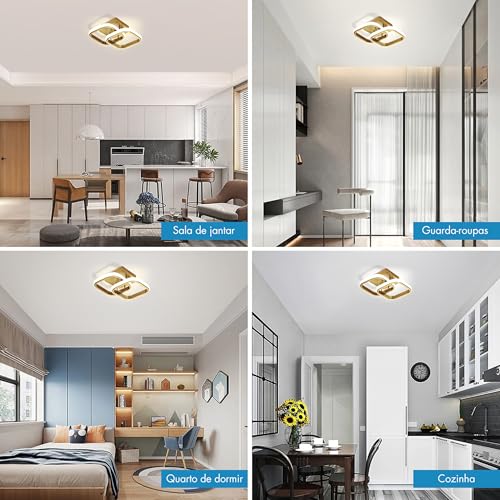 Luminária De Teto LED Quadrada E Moderna, Luz De Teto Ouro Para Corredor, Quarto E Sala De Estar, 30