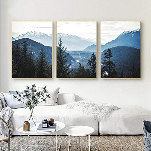 Décor à la maison nature : triptyque forêt bleue pour une ambiance relaxante