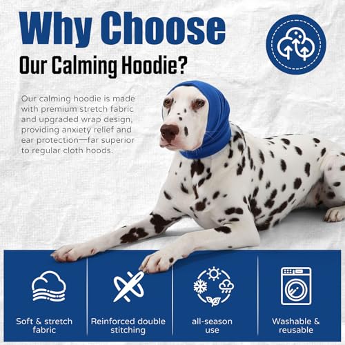 Image of Dog Calming Hoodie Quiet Head Cover Sleeves Anxiety Relief /Noise Protection - Grooming - Thunder - Fireworks