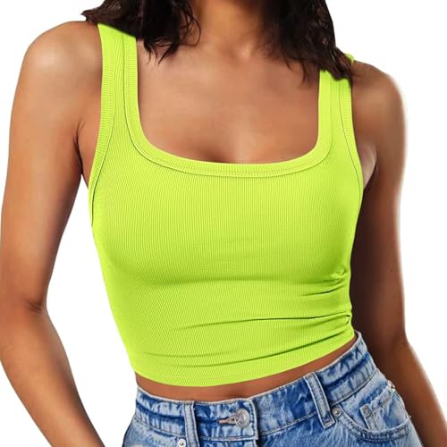 RIROW Damen Ärmelloses Tank Top Slim Fit Quadrat-Ausschnitt Geripptes...