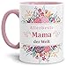 Produktbild Mama-Tasse Allerbeste Mama der Welt Innen & Henkel Rosa - Mug/Cup/Becher/Schön/Blumen/Mutti/Mutter-Tag/Familie/Beste Qualität - 25 Jahre Erfahrung