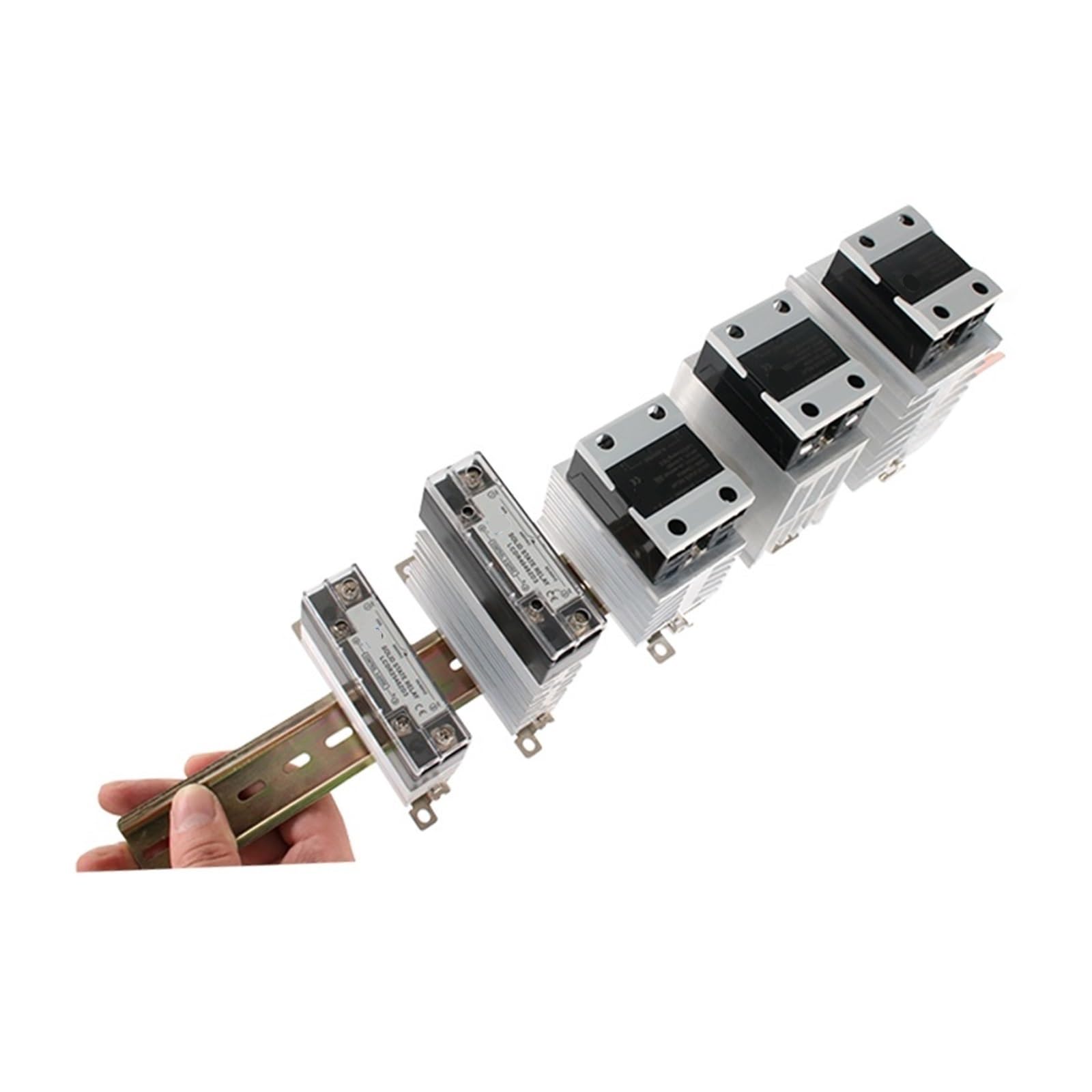 Relé de estado sólido AC a AC 10A 25A 40A 60A 80A 100A 120A SSR con disipador de calor, relé industrial de montaje en Riel DIN (Size : AC-AC 80A)