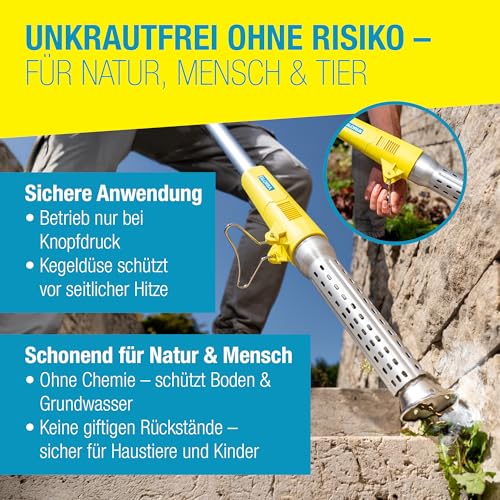 GLORIA Thermoflamm bio Electro | Elektrischer Unkrautvernichter mit 650 °C Hitzestrahl | Unkrautbrenner ohne Chemie | Fugenreiniger & Abflammgerät für Pflaster, Wege, Terrasse & Garten