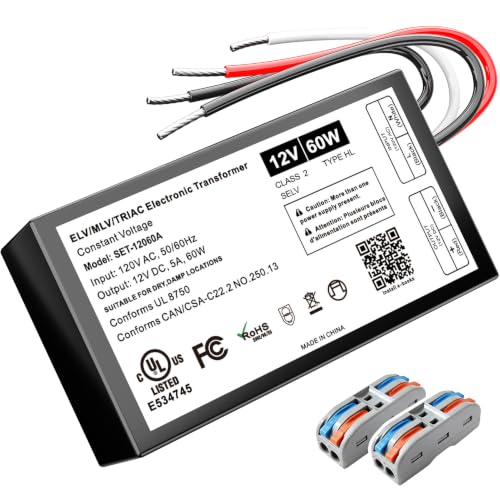 Image of 12V 60W Dimmable LED Driver UL Listed Transformer for Lutron & Leviton