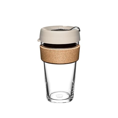 KeepCup Brew Cork - Reusable Coffee Cup Tempered Glass and Natural Cork, L 16oz/454ml - Filter - Filter - 16 Ounces
