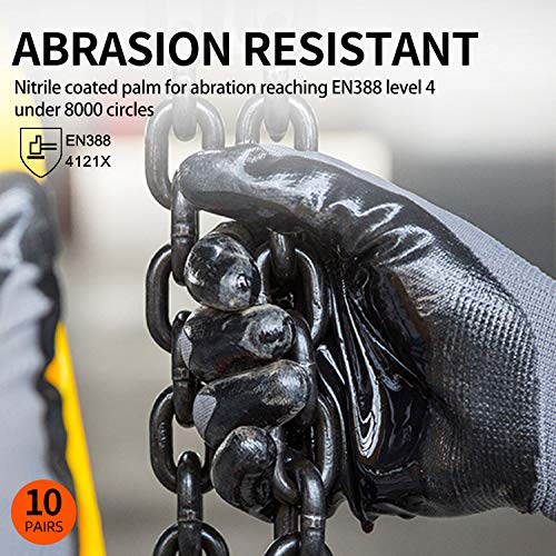 image for Vgo... 10-Pairs Safety Work Gloves, Gardening Gloves, Non-slip Nitrile
