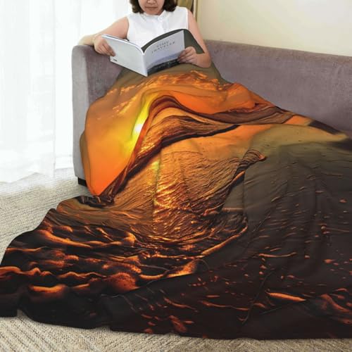 Couverture flanelle orange lever de soleil, un cocon de douceur chaude