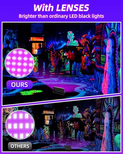 Image of THECHAM 50W LED Black Lights IP66 Waterproof Black Light Outdoor with 6ft Plug+Switch,Flood Blacklight for Halloween Glow in The Dark Party Stage Light Neon Glow Birthday 1 Pack