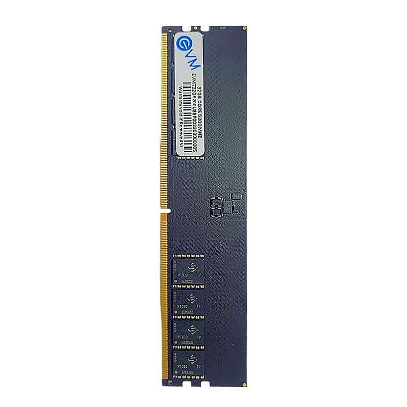 Image of EVM 32GB DDR5 Desktop RAM 5200MHz - High Performance, LongDimm, 288-Pin, 16 Chips, MAC /Intel /AMD Compatible - Ideal for Editing, Gaming, & Work from Home - 10 Years Warranty (EVMT32G5200U88P)