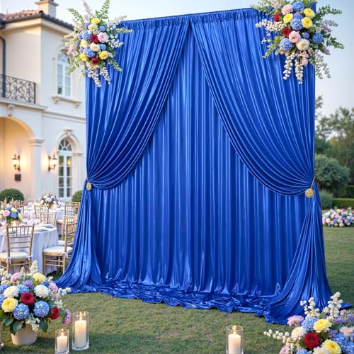 Rideaux de fond à paillettes bleu roi 6x3m : déco anniversaire, fête et mariage