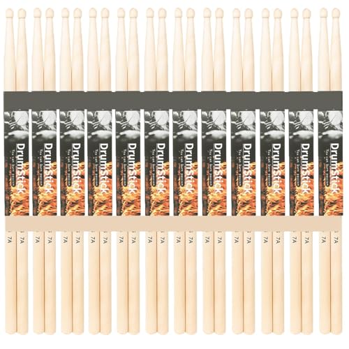 Baguettes de batterie 7A et 5A en érable lot de 12 paires pour percussion jazz