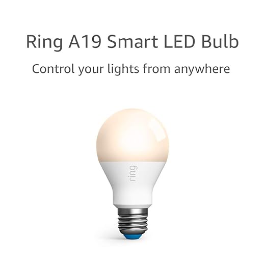 Ring A19 Smart LED Bulb — Energy-efficient with 800 lumens of white light, works with Amazon Sidewalk, White