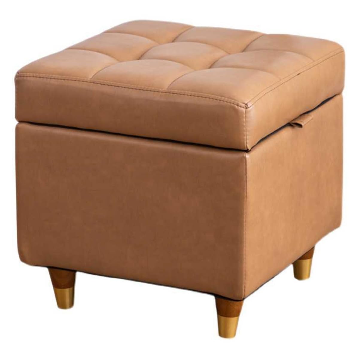 Repose-Pieds en Cuir rectangulaire avec coffre de rangement banc de lit kaki