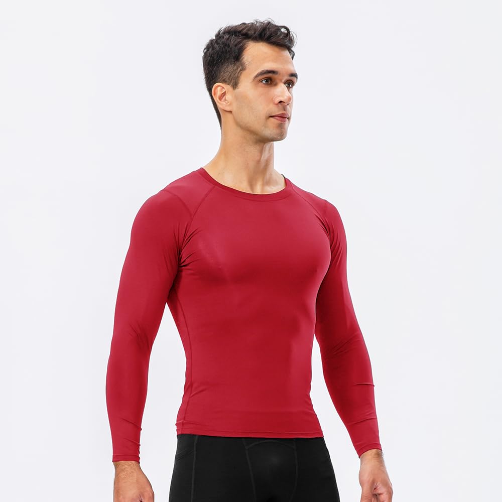 Camisetas de compresión para hombre, manga larga, atlético, entrenamiento, gimnasio, deportes, capa base, correr, ropa interior fresca y seca