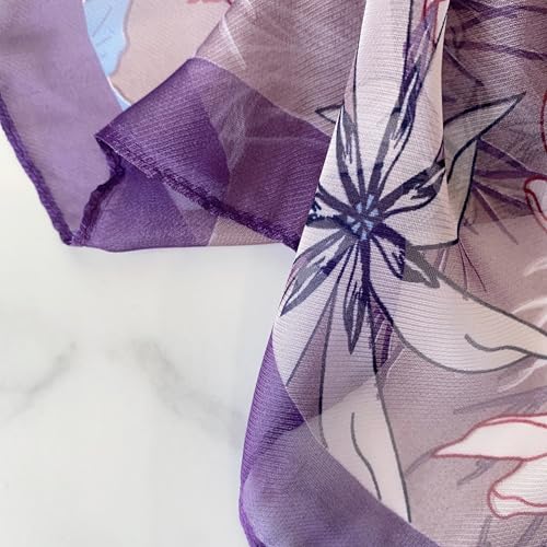 Image of Scarf Stole for Women - 185 x 135 cm Chiffon Scarf with Floral Print | Lightweight Scarf, Soft Stole for Women | Satin Feel Neck Scarf | Women Accessory