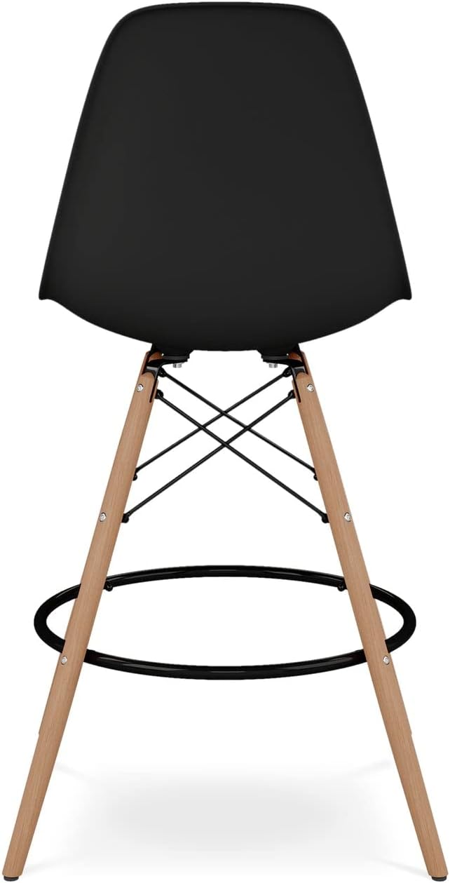 Pyramid 28" Plastic and Wood Counter Stools in Black (Set of 2)