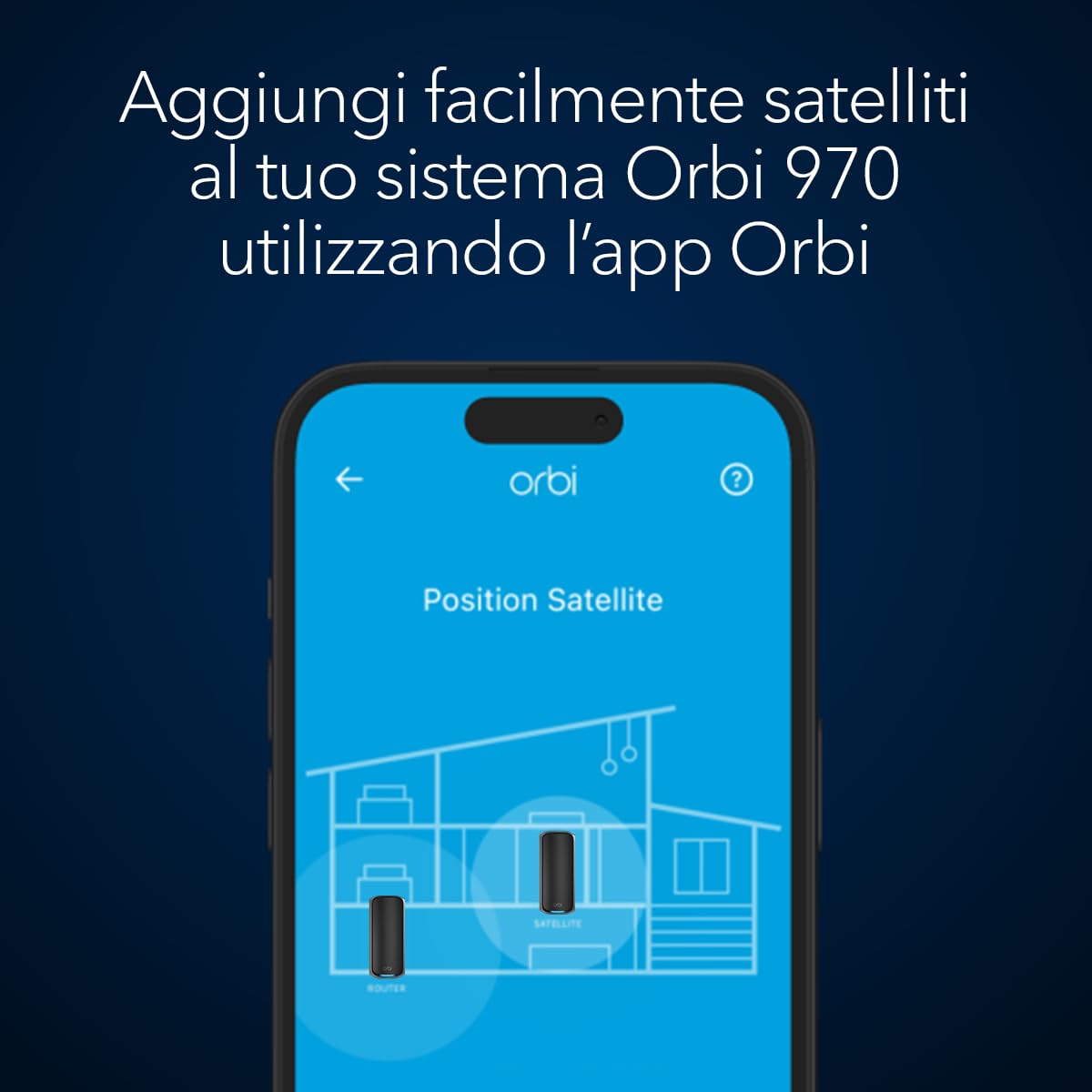 NETGEAR Orbi | Satellite aggiuntivo | Mesh WiFi 7 quad-band serie 970 (RBE970)| Funziona con sistema Mesh o router Mesh serie 970 esistente, funzioni di sicurezza | Copre fino a 220 m2 | Kit da 1 Nero