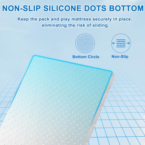 Image of Breathable Pack and Play Mattress Pad (38 inchx26 inchx1.5 inch), Waterproof Pack n Play Mattress Pad with Anti-Slip Bottom, Portable Playard Mattress with Carry Bag, 1.5 inch Thick
