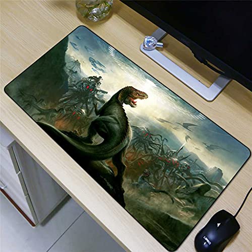 Tapis de souris XXL dinosaure animal vert pour bureau gamer