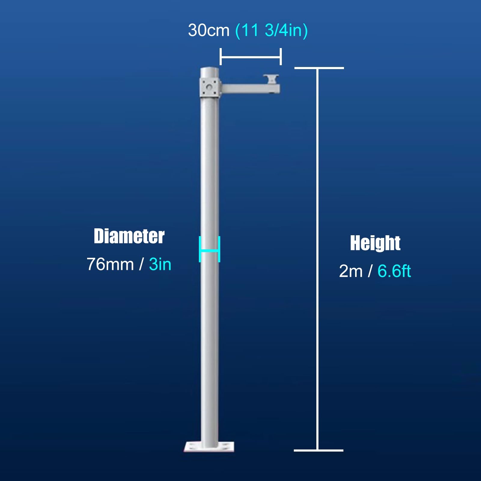 überwachungskamera Halterung Überwachung der Überwachung Kamera -Stangenbodenhalterung, Wetterfestes Metallüberwachungskamera Rack Post, 1 M 1,5 M 2 M Hoher Vertikaler Pole -Halter -Kamerahalter(2m (6