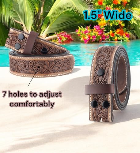 Image of F&L CLASSIC Western Belt without buckle for men - Full Grain Leather Cowboy Belts for jeans - One Piece Leather strap belt