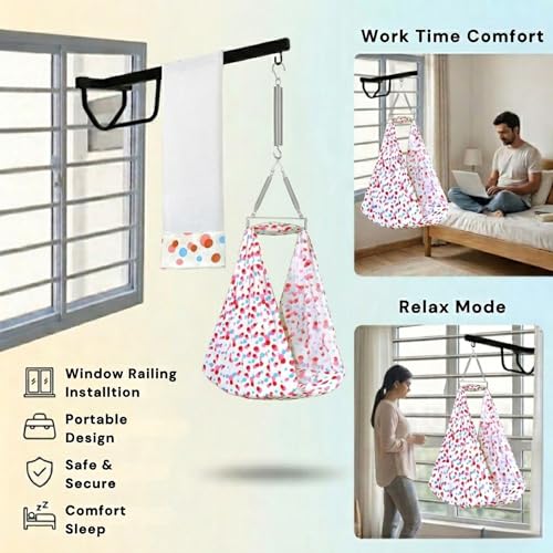 Image of VParents Sleeping Essentials Set with Mosquito Net, Spring & Window Stand (Pink) | Polka Dots