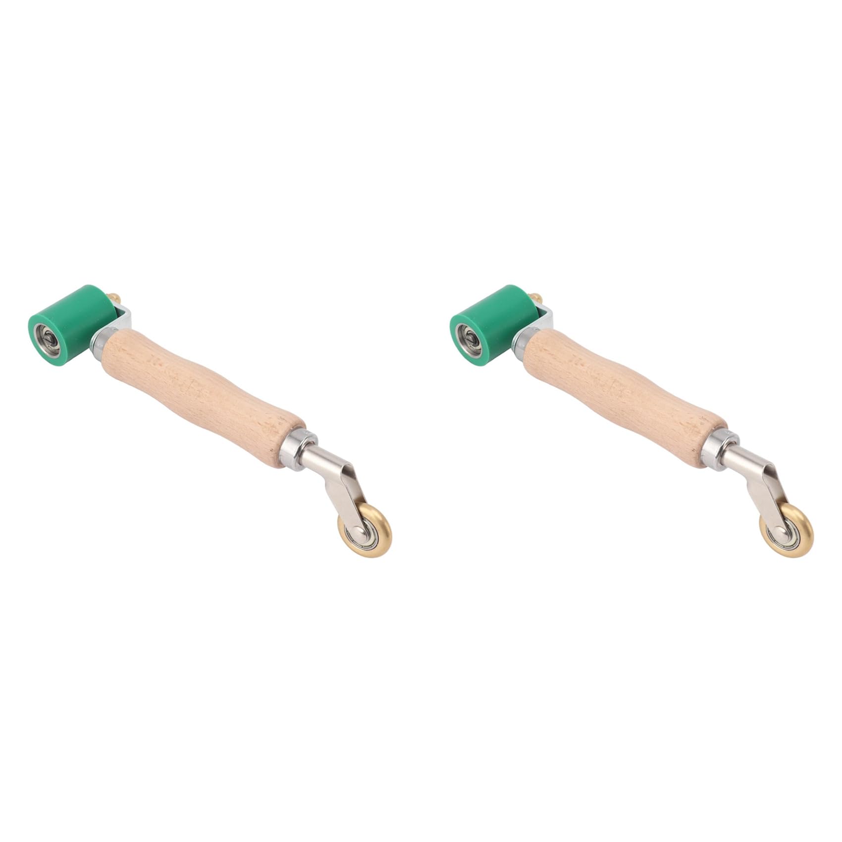 Jnchdghwa Green & Wood Color 2Pcs 40Mm Wallpaper Roller Seam Roller Steel, Wood Handle Silicone Seam Roller Dual Use Brass Wheel For Pvc Welding B