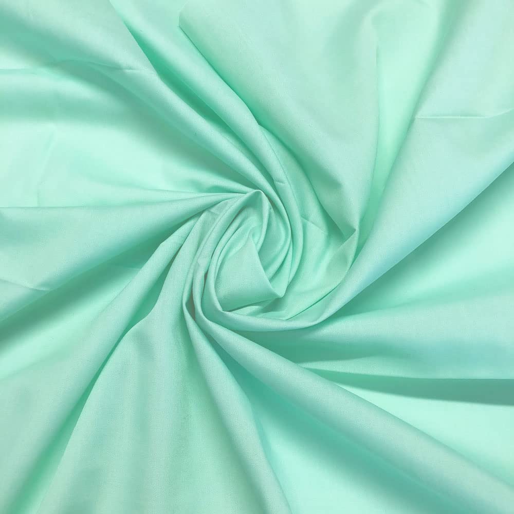 Plain Polycotton Fabric 60+ Colours Poly Cotton Dress Craft Sold Per Meter (Mint 53)