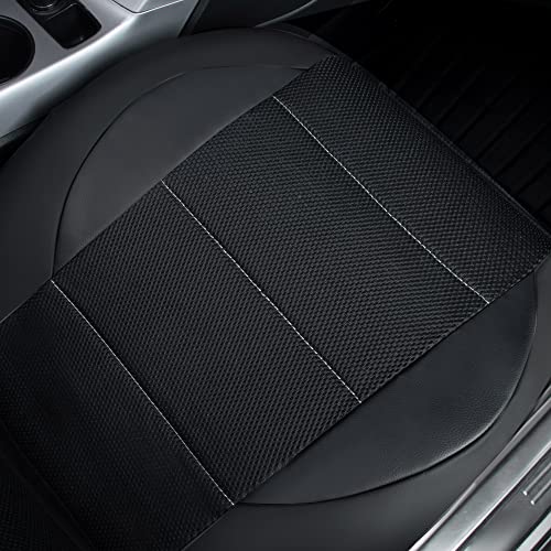 Car Pass Leather And 3D Air Mesh Universal Fit Car Seat Covers, For Sedans,Trucks,Suvs,Airbag Compatible,Zipper Design And Reserved Opening Holes For Headrest(11Pc, Black And Black) #TOP4