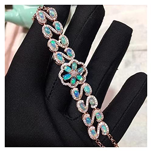 Bracelet opale naturelle pour femme en argent 925 plaqué platine