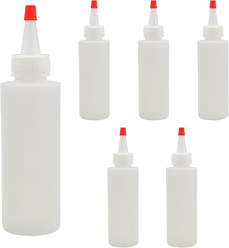 Botellas de plástico para apretar (paquete de 6), multiuso, para manualidades, arte, cola, tela o decoración de tortas y más