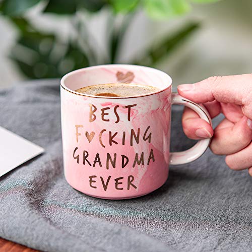 Hendson Grandma Christmas Gifts, Birthday Gifts - Best Grandma Ever - Funny Gift For Nana, New Pregnancy Announcement For Grandparents To Be, Grandmother - Pink Mug, 11.5oz Coffee Cup