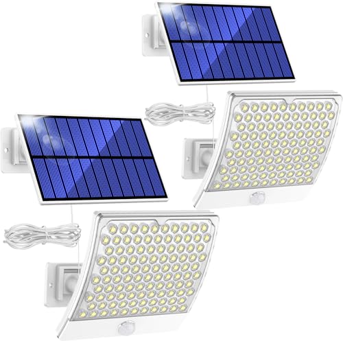 PQP Solarlampen für Außen, 105 LED Solarleuchten Aussen mit Bewegungsmelder, IP65...
