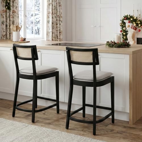 DAYALANE Rattan Bar Stools Set of 2, 26'' Counter Stools