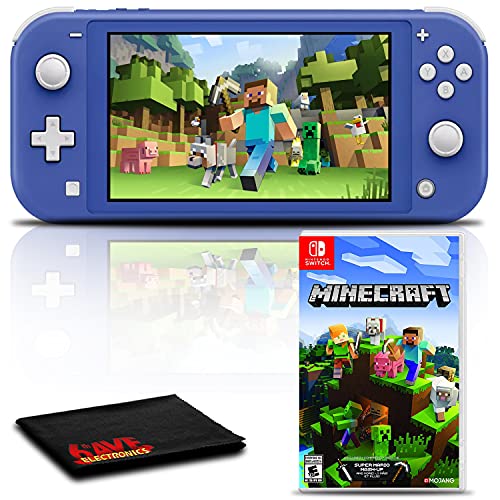 Nintendo Switch Lite (Blue) Gaming Console Bundle with Minecraft and 6Ave Cleaning Cloth