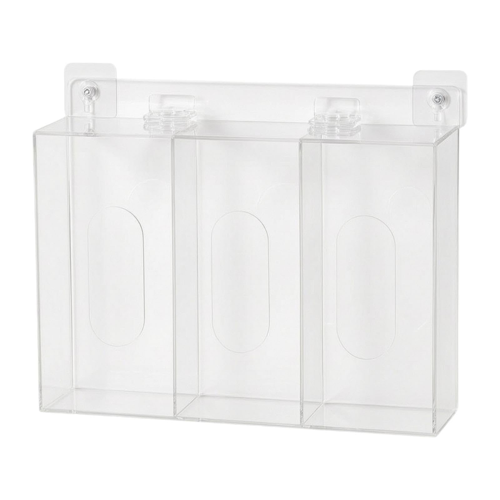 Porta Guanti in Acrilico Da Parete, Organizer Dispenser Trasparente con Coperchio Antipolvere, Appendiabiti Adatto per Ingresso, Postazione di Lavoro, 3 Griglia