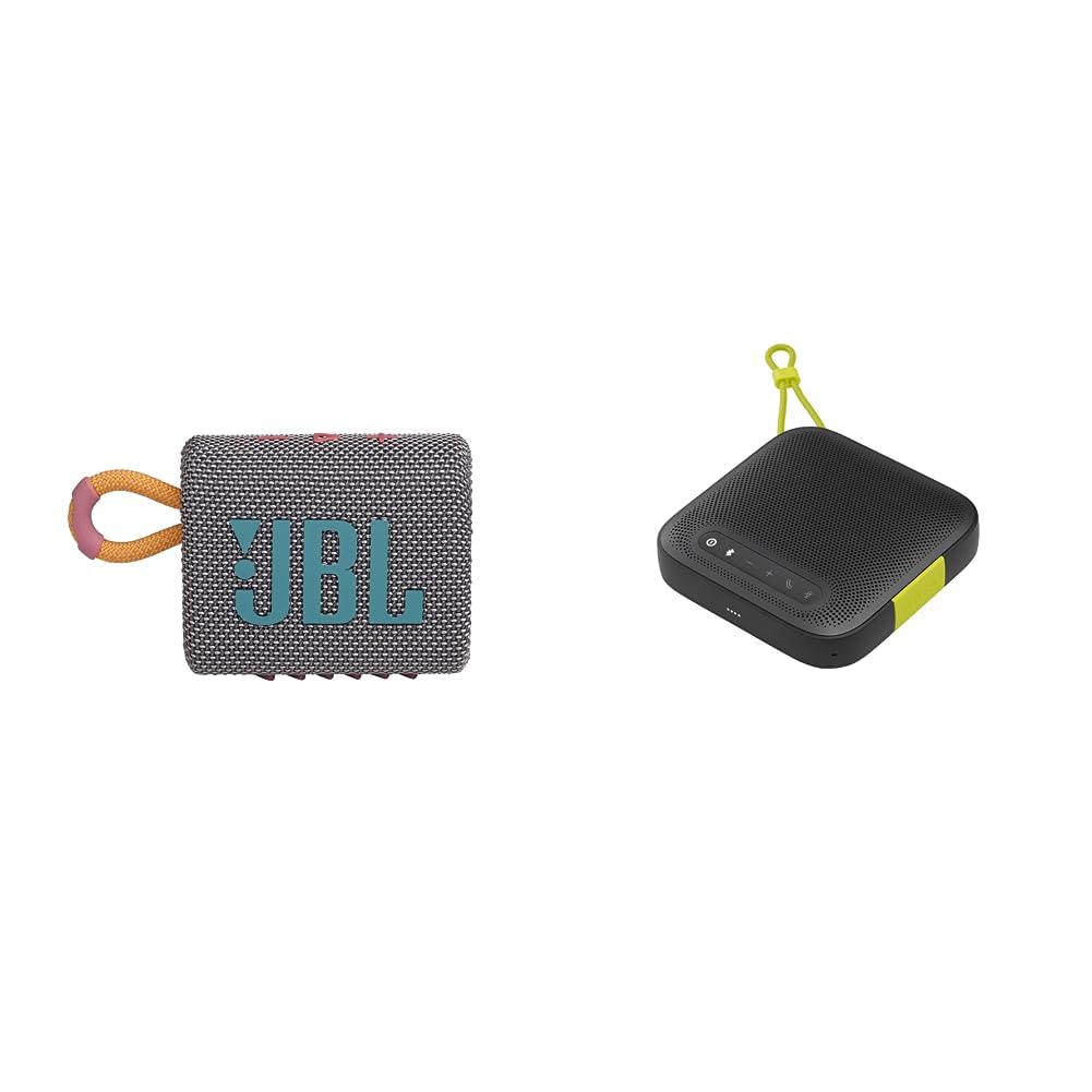 JBL Go 3 Portable Speaker with Bluetooth Built-in Battery Waterproof and Dustproof Feature - Grey and InfinityLab ClearCall