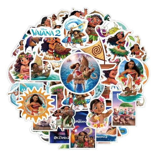100 Pcs Moana Stickers Cartoon PVC Sticker Gifts for Laptop Water Bottle Skateboard Party Supplies Decorations Teens Boys and Girls