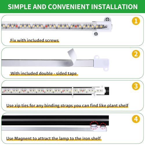Image of 16'' LED Grow Light Strips for Indoor Plants, Full Spectrum 120 LEDs with 4 Install Methods, 6 /12 /16H Timer, 10 Dimmable Levels, 3 Switch Modes for Seedling Succulent Sunlike Strip (2 Head 1 Pack)