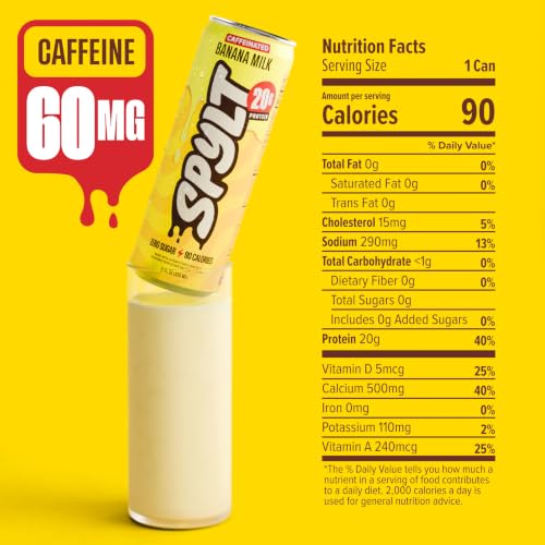 Image of Spylt Banana Milk Protein Shakes, 20g Protein, 60mg Caffeine, 12 Pack