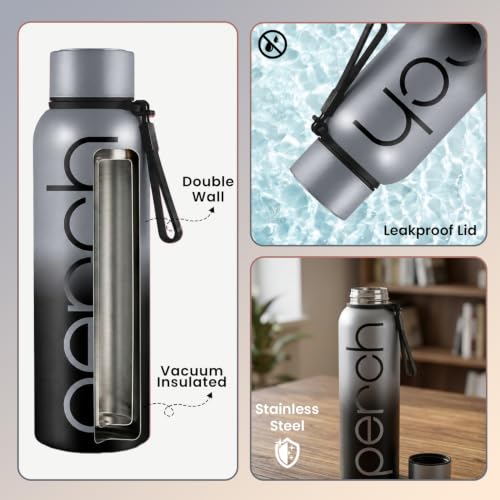 Image of Perch Zion Stainless Steel Water Bottle 720 ml | Hot & Cold Flask | ISI Certified | Vacuum Insulated | BPA Free | Leak Proof Lid | for Office, School, Gym, Home & Travel | Crafted in Pexpo Facilities