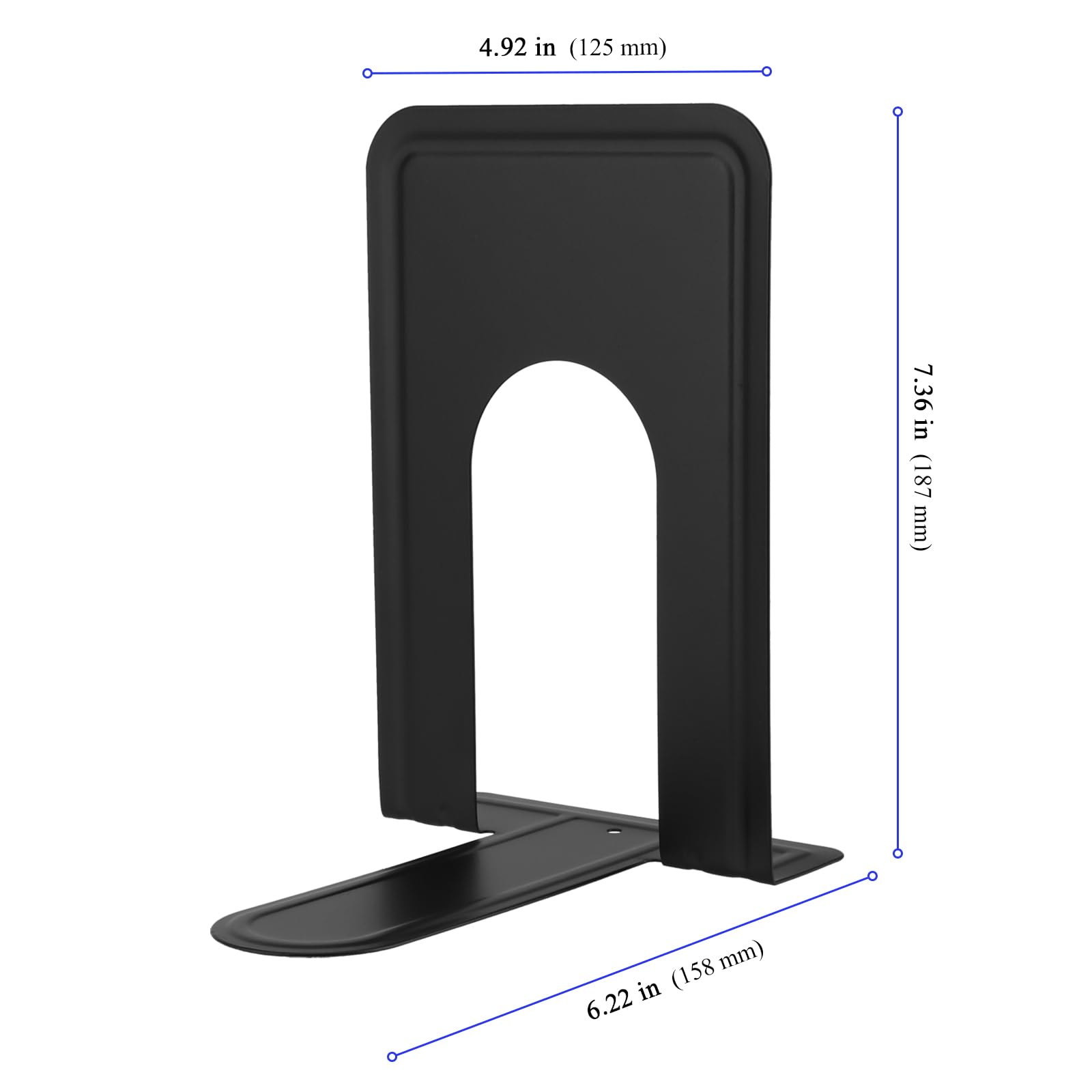 YUENPUN 12 PCS/6 works Heavy Duty Metal Bookends, Black Book Ends with Anti Slip Base, Book Holder for Shelves Office, Home - Image 2