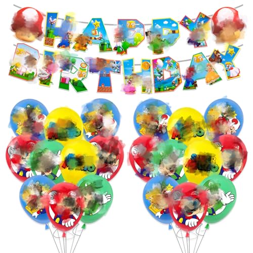 Birthday Decorations 1Pcs Happy Birthday Banner and 16Pcs Balloons Cartoon Party Latex Balloons For Kids Girls Boys Party Decoration Supplies