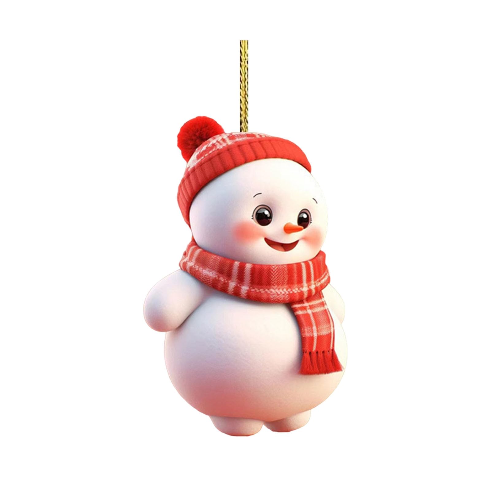 Christmas Ornament 2D Cartoon Snowman Shape Hanging Decoration with Lanyard Festive Atmosphere Christmas Decor for Tree B