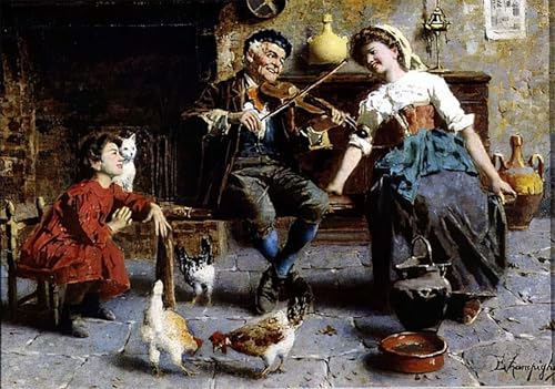 Cuadro en lienzo del violinista de Eugenio Zampighi, ideal para dar elegancia a tu salón de 60x90cm