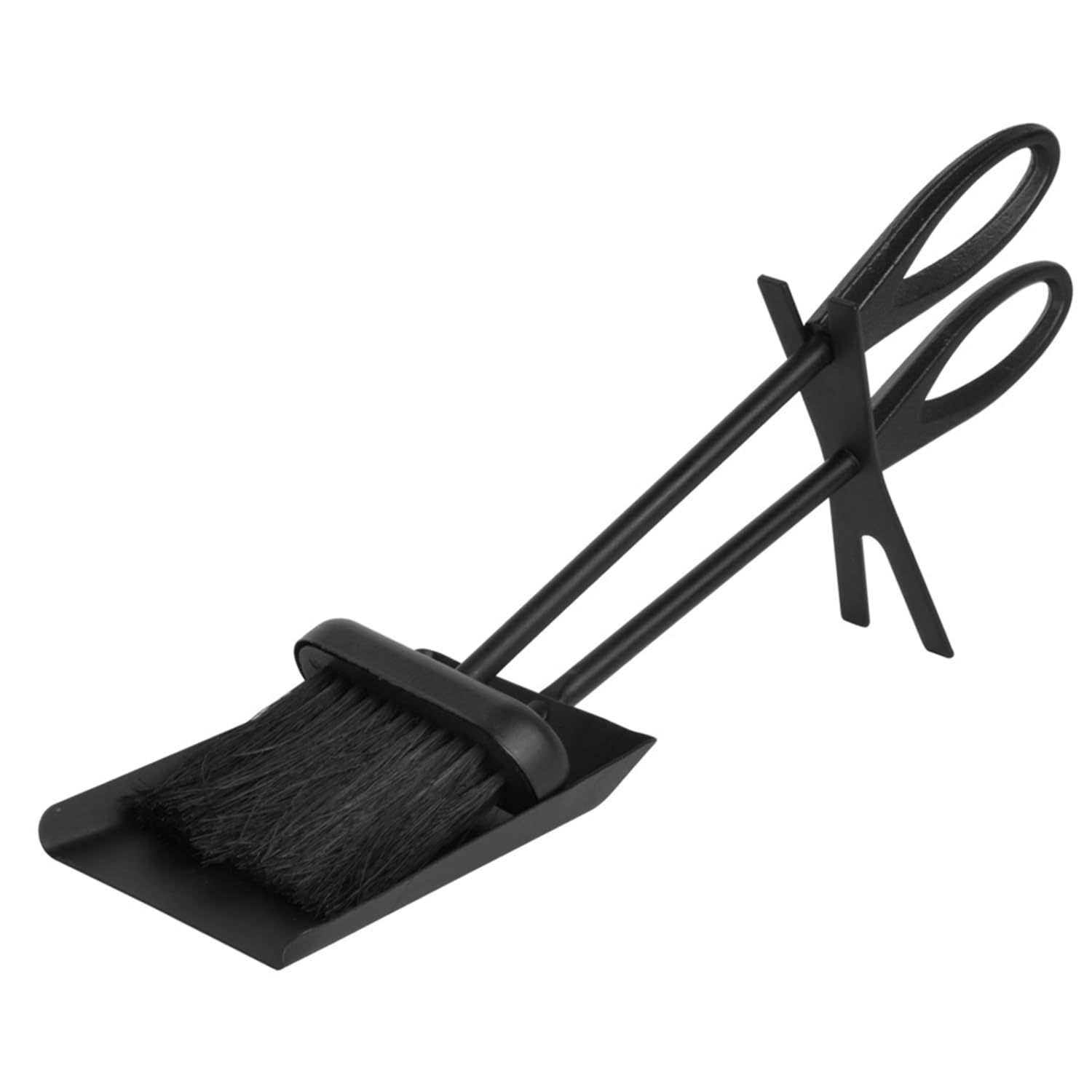 SAVING HUBHeavy Duty Dustpan & Brush Set - Fireside Fireplace Cast Iron Tools Set - 15 Inch Black Loop Handle Design - Coal Ash Wood Fires Derbies Cleaning Tool Brush Stand